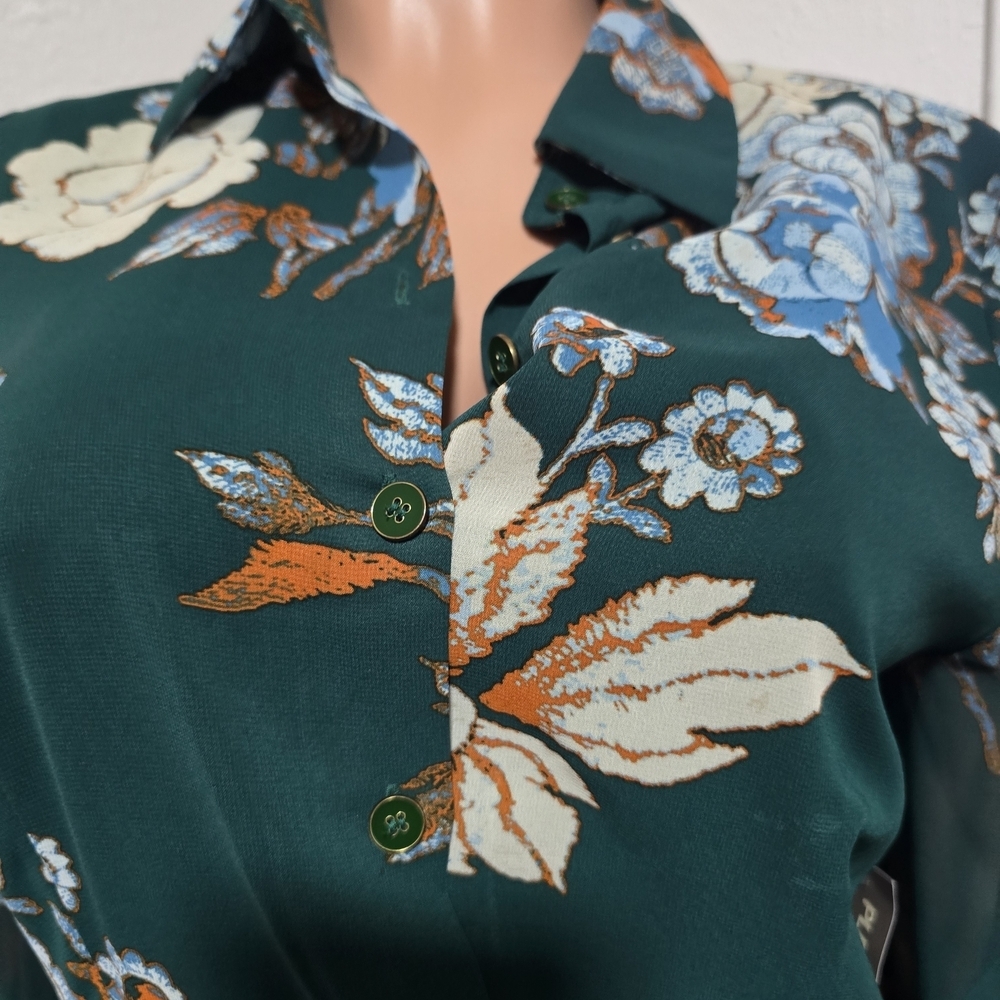 Eva Mendes for New York & Company Teal Floral Robe - Picture 4 of 10